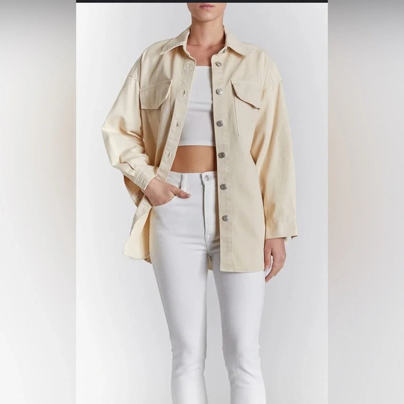 JOE'S JEANS Faux Leather Shirt Jacket in Ecru NWOT - Picture 5 of 5